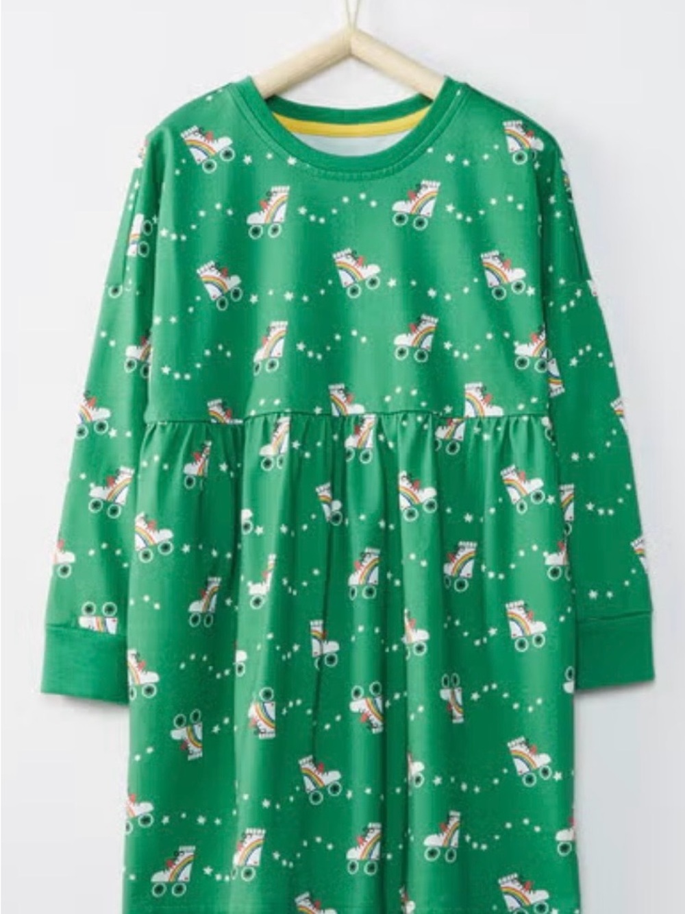 Hanna Andersson Green Rainbow Roller Skate dress size 8 organic cotton